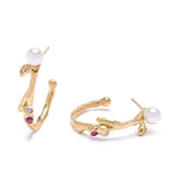 Akoya Budded Branch Hoops