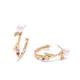 Akoya Budded Branch Hoops