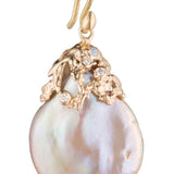 Coral Cap Biwa Pearl Earrings