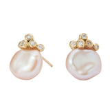 Crowned Rose Petal Keshi Earrings